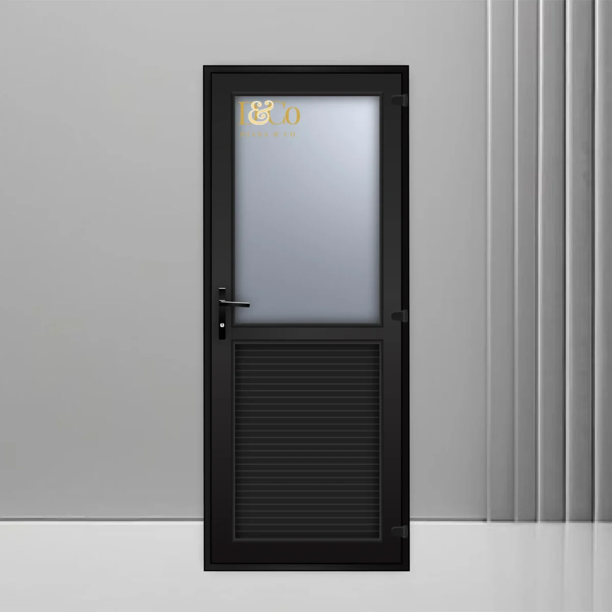 Upvc half glass door Black (1)